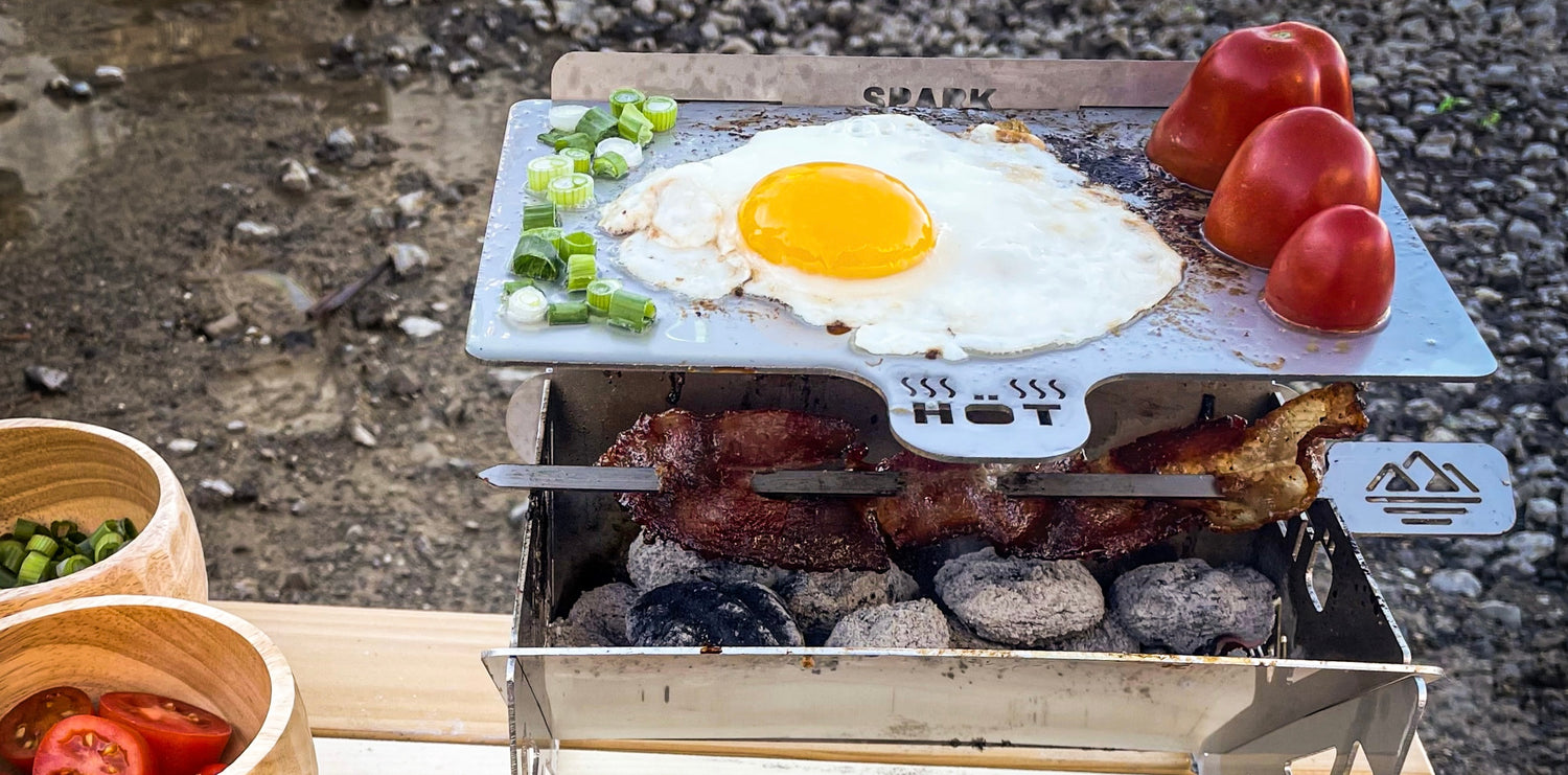 Candied Smoked Bacon with Fried Eggs