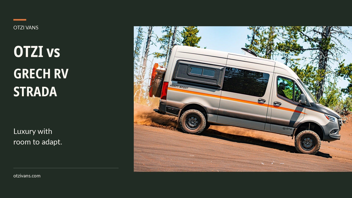 Otzi vs Grech RV Strada: Luxury with room to adapt. An actual Otzi van on a forest dirt road.