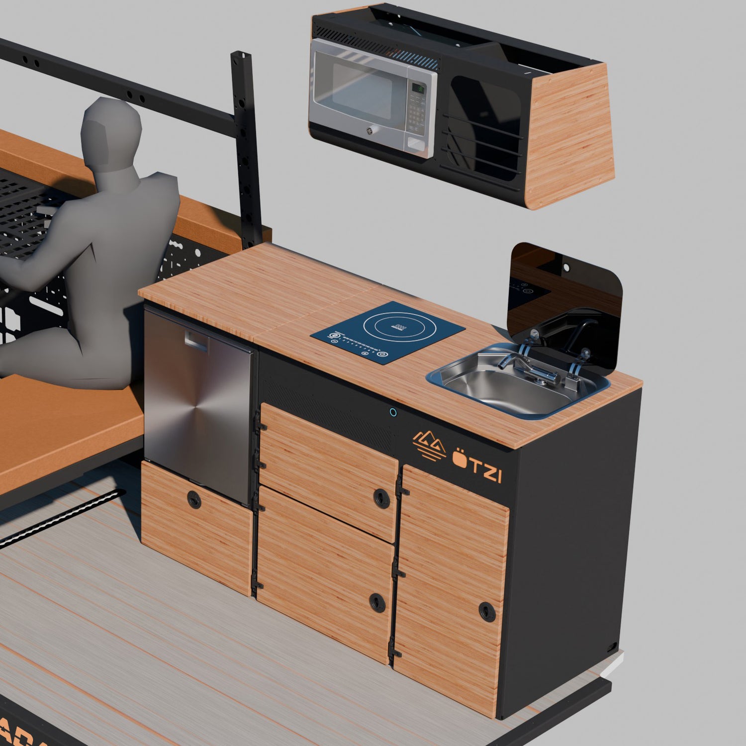 Lifted camper van for vanlife exploring rocky mountain switchbacks at golden hour