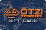 Ötzi Adventure Gear gift card with mountain logo on a dark topographic background